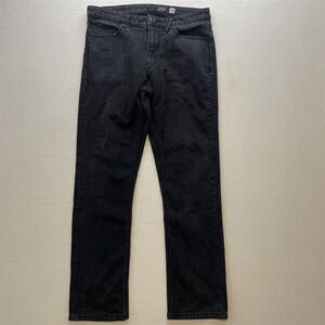 Volcom 34x30 Solver‎ Modern Straight Washed Black Stretch Denim Mens Jeans